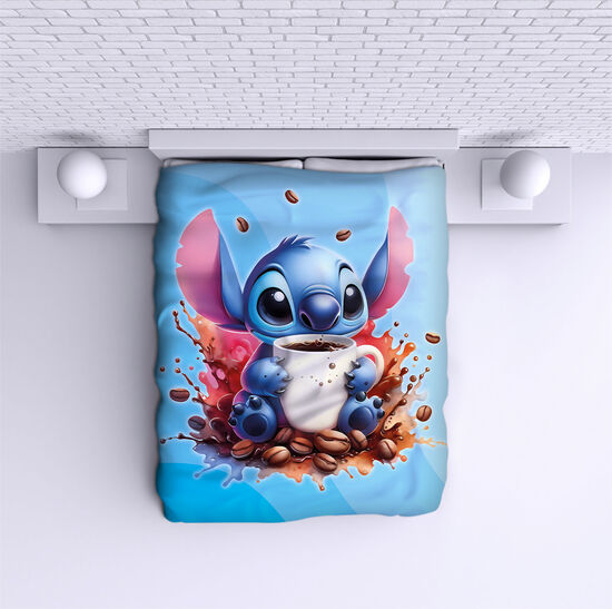 Bed Cover Stitch Coffee blue