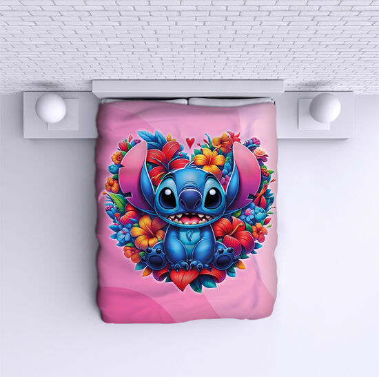 Bed Cover Stitch Flowers pink