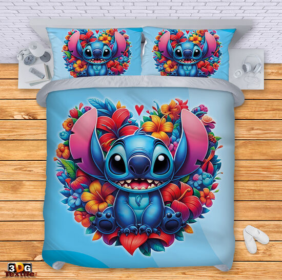 Bed Linen Stitch Flowers blue