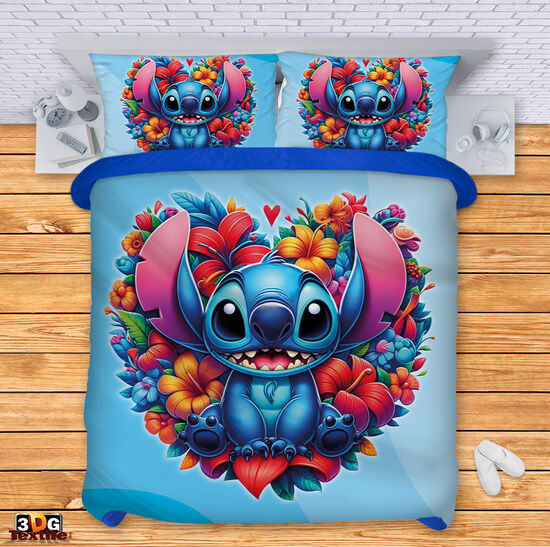 Bed Linen Stitch Flowers blue