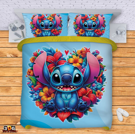 Bed Linen Stitch Flowers blue