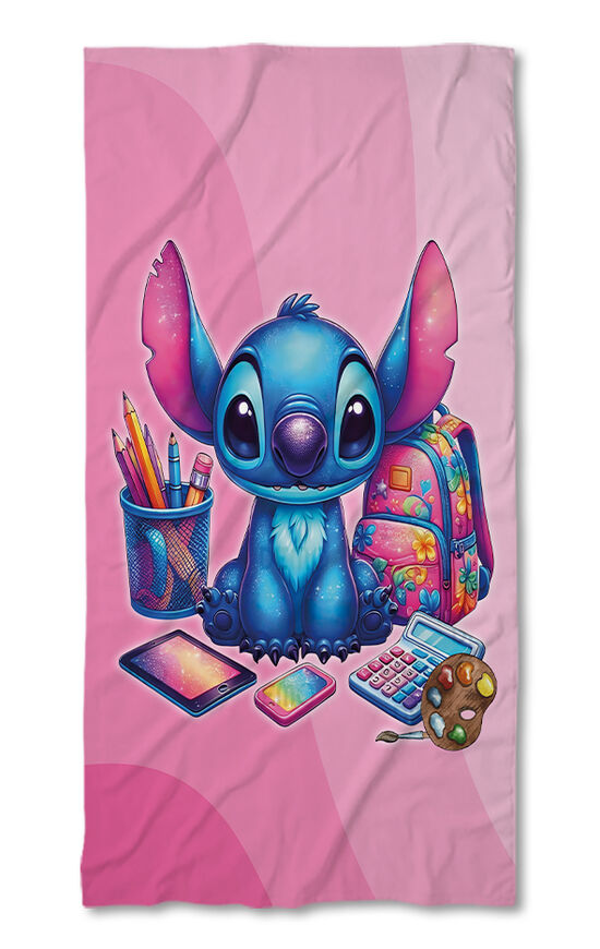 Beach Towel Stitch School pink