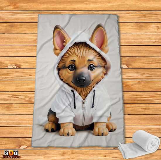 Fleece Blanket Cute dog AI