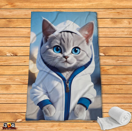 Fleece Blanket Cute cat AI