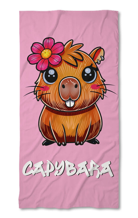 Beach Towel Capybara pink