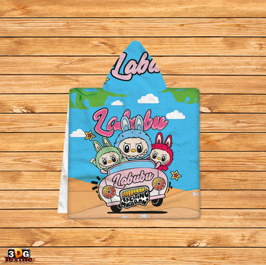 Kids Poncho Towel Labubu