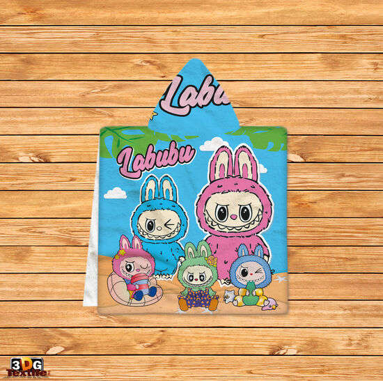 Kids Poncho Towel Labubu 2