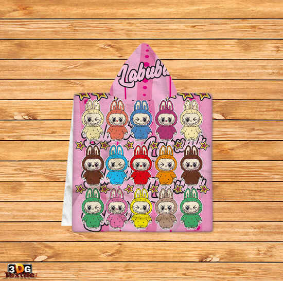 Kids Poncho Towel Labubu 3