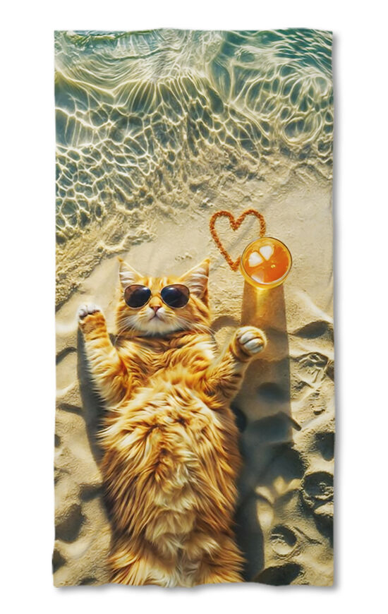 Beach Towel Cat on the beach