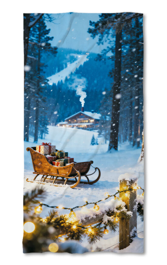 Beach Towel Christmas sleigh 2
