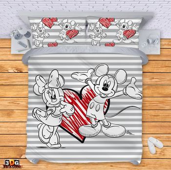 Bed Linen Mickey and Mini Heart
