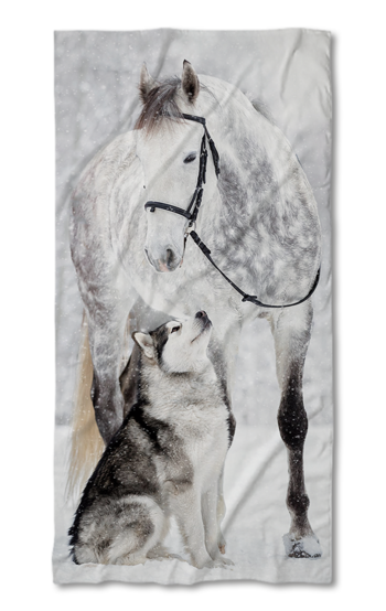 Beach Towel Horse and Wolf