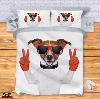 Bed Linen Dog with Glasses