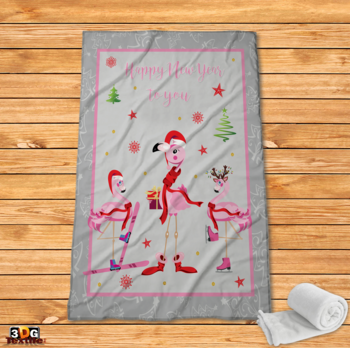 ​Pătură polar Flamingo de Crăciun