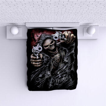 Bed Cover Skull With Guns
