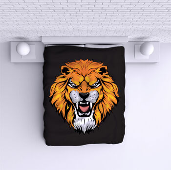 Bed Cover  BlackBackground Lion