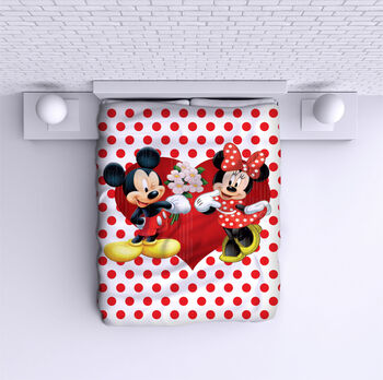 Bed Cover Minnie Mickey red points