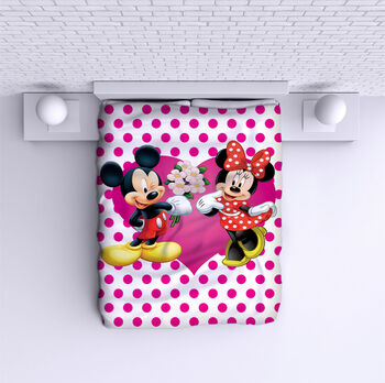 Bed Cover Minnie Mickey pink points