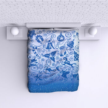 Bed Cover Christmas in Blue