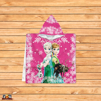 Kids Poncho Towel Frozen pink