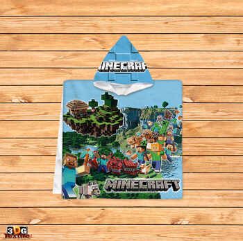 Kids Poncho Towel Minecraft