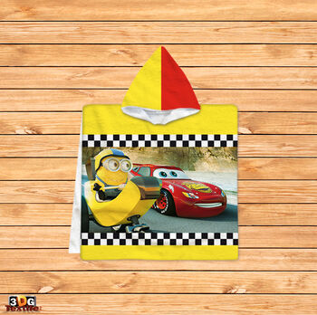 Kids Poncho Towel Cars And Minions