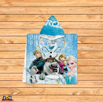Kids Poncho Towel Frozen Blue