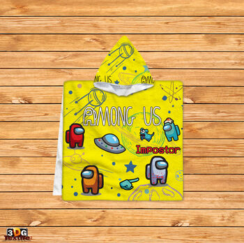 Kids Poncho Towel Among Us Yellow