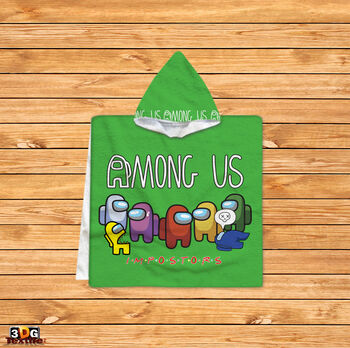 Kids Poncho Towel Among Us Green 2021