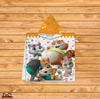 Kids Poncho Towel 44 Cats