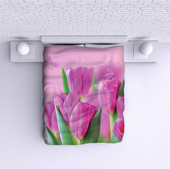 Bed Cover Tulips with butterflies