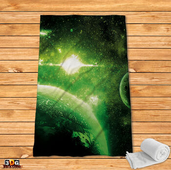 Fleece Blanket Green Galaxy
