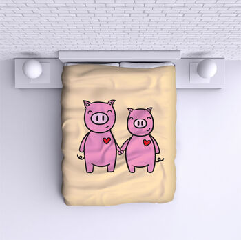 Bed Cover Pig Love