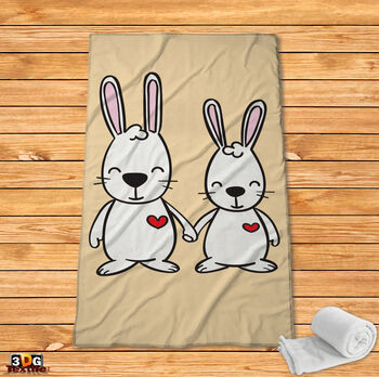 Fleece Blanket Rabbit love