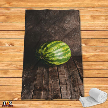 Fleece Blanket Watermelon on a wood