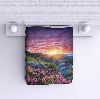 Bed Cover Sunset in the mountains