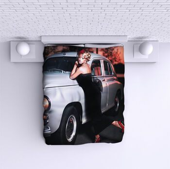 Bed Cover Vintage car pretty girl
