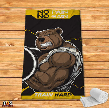 Fleece Blanket No pain no gain Bear