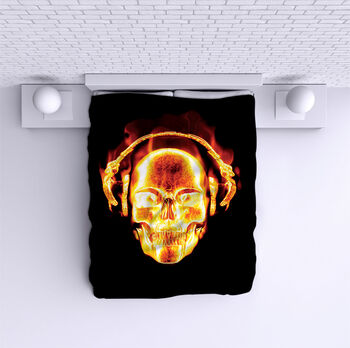 Bed Cover Flaming skull