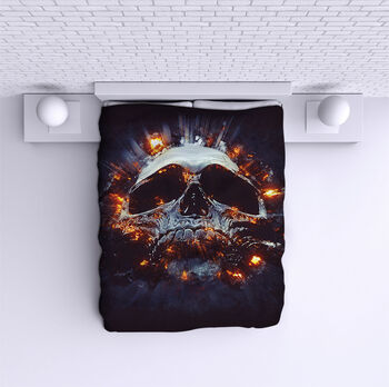 Bed Cover Flaming skull 2