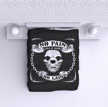 Bed Cover No pain no gain scull