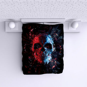 Bed Cover Red blue scull