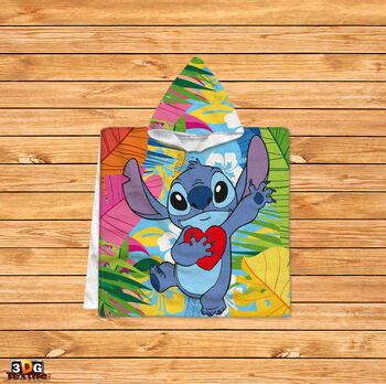 Kids Poncho Towel Stitch heart