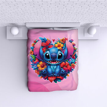 Bed Cover Stitch Flowers pink