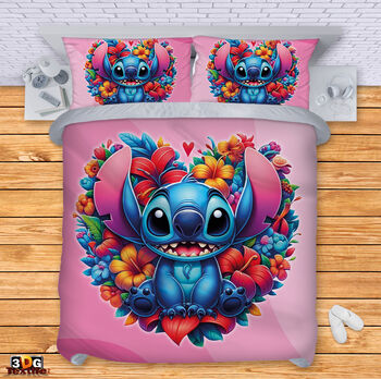 Bed Linen Stitch Flowers pink