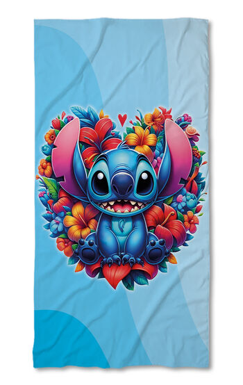 Beach Towel Stitch Flowers blue