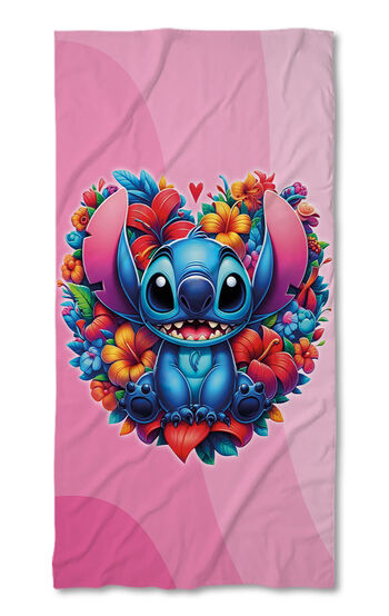 Beach Towel Stitch Flowers pink