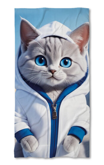 Beach Towel Cute cat AI