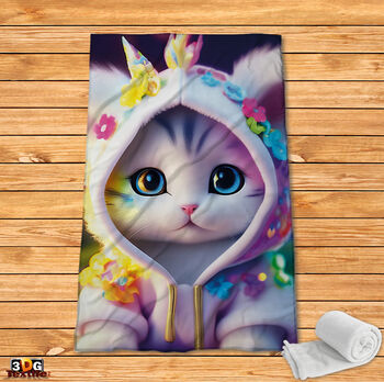 Fleece Blanket Cute cat AI 2