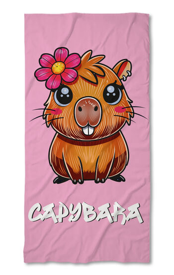 Beach Towel Capybara pink